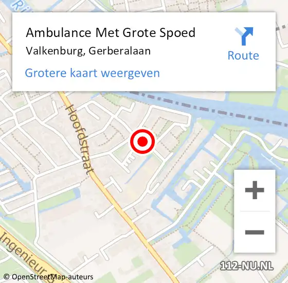 Locatie op kaart van de 112 melding: Ambulance Met Grote Spoed Naar Valkenburg, Gerberalaan op 13 maart 2017 13:58