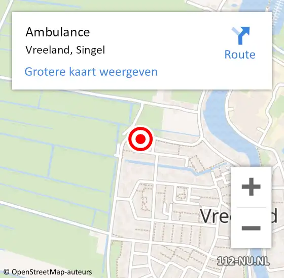 Locatie op kaart van de 112 melding: Ambulance Vreeland, Singel op 13 maart 2017 14:17