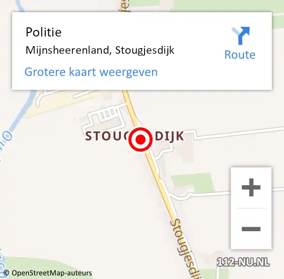 Locatie op kaart van de 112 melding: Politie Mijnsheerenland, Stougjesdijk op 13 maart 2017 15:05