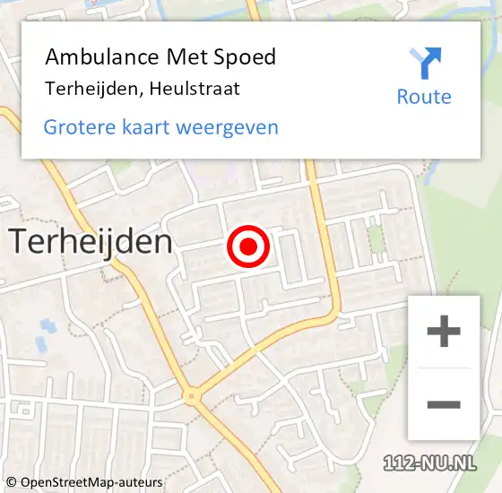 Locatie op kaart van de 112 melding: Ambulance Met Spoed Naar Terheijden, Heulstraat op 13 maart 2017 15:18