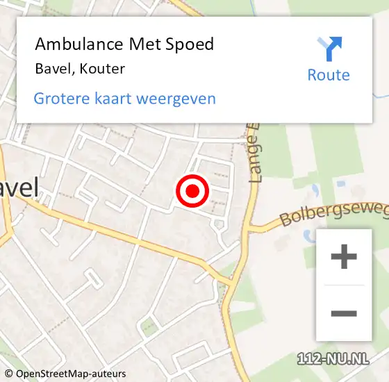 Locatie op kaart van de 112 melding: Ambulance Met Spoed Naar Bavel, Kouter op 13 maart 2017 16:54