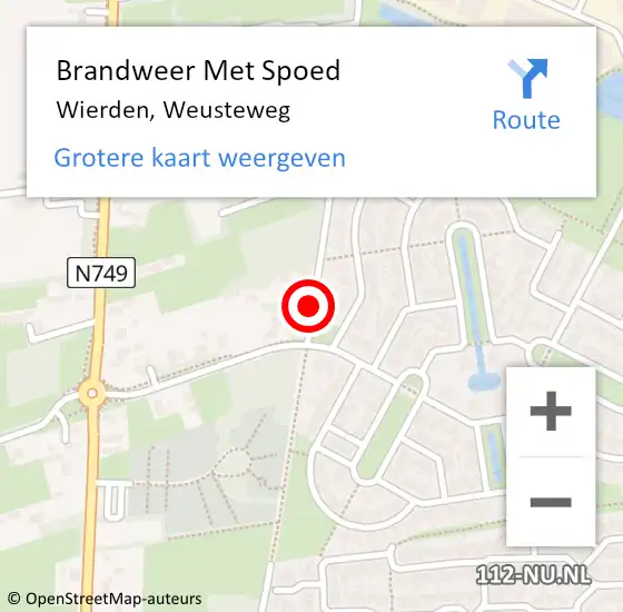 Locatie op kaart van de 112 melding: Brandweer Met Spoed Naar Wierden, Weusteweg op 13 januari 2014 20:36