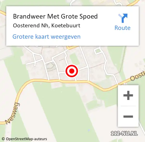 Locatie op kaart van de 112 melding: Brandweer Met Grote Spoed Naar Oosterend Nh, Koetebuurt op 13 maart 2017 17:54