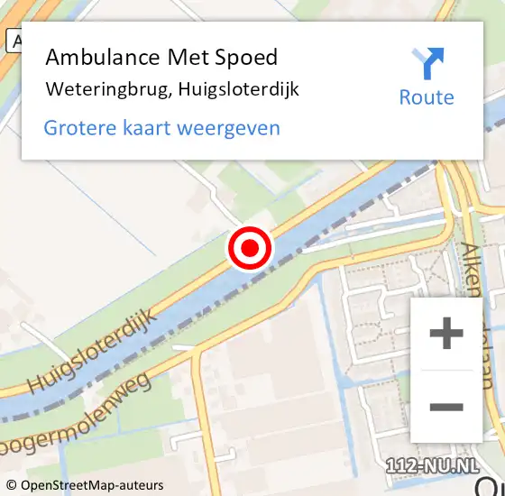 Locatie op kaart van de 112 melding: Ambulance Met Spoed Naar Weteringbrug, Huigsloterdijk op 13 maart 2017 18:56