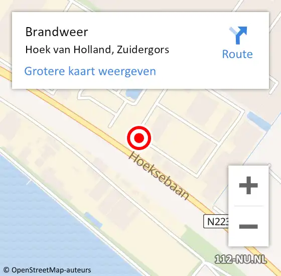 Locatie op kaart van de 112 melding: Brandweer Hoek van Holland, Zuidergors op 13 maart 2017 19:31