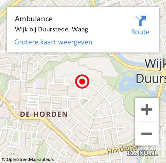 Locatie op kaart van de 112 melding: Ambulance Wijk bij Duurstede, Waag op 13 maart 2017 20:04