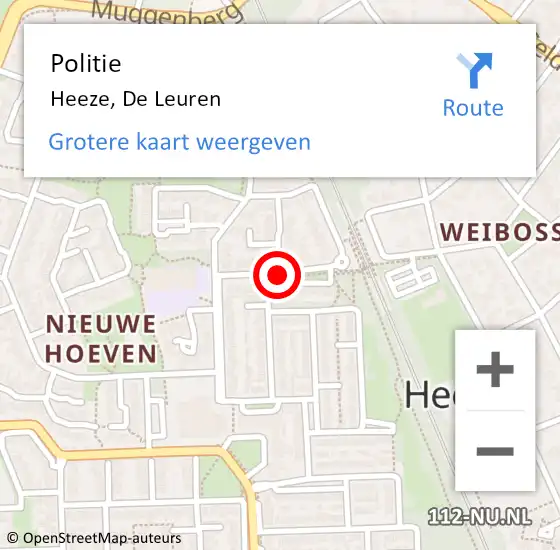 Locatie op kaart van de 112 melding: Politie Heeze, De Leuren op 13 maart 2017 20:19