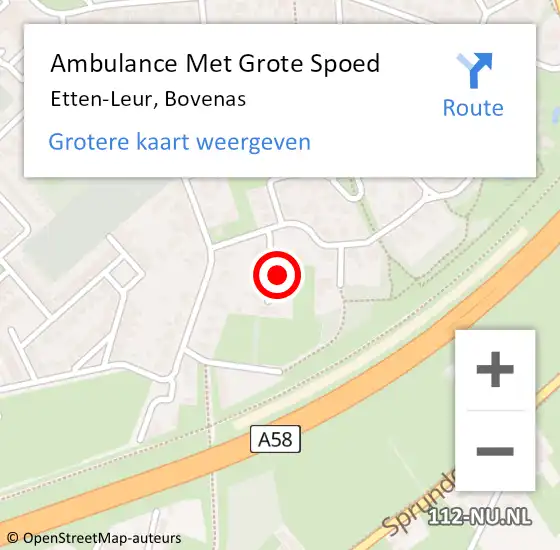 Locatie op kaart van de 112 melding: Ambulance Met Grote Spoed Naar Etten-Leur, Bovenas op 13 maart 2017 20:36