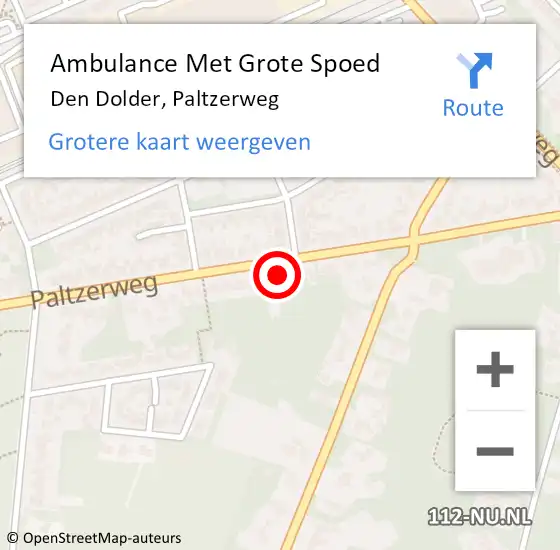 Locatie op kaart van de 112 melding: Ambulance Met Grote Spoed Naar Den Dolder, Paltzerweg op 13 maart 2017 21:55