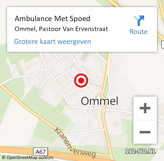 Locatie op kaart van de 112 melding: Ambulance Met Spoed Naar Ommel, Pastoor Van Ervenstraat op 13 maart 2017 22:13