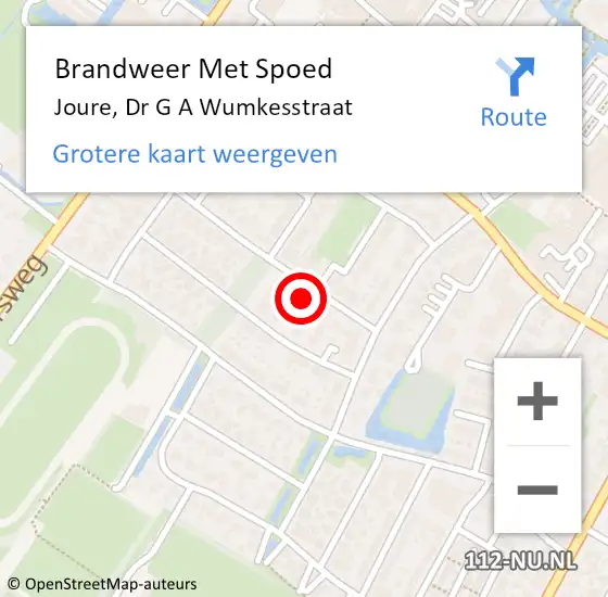 Locatie op kaart van de 112 melding: Brandweer Met Spoed Naar Joure, Dr G A Wumkesstraat op 13 maart 2017 22:39