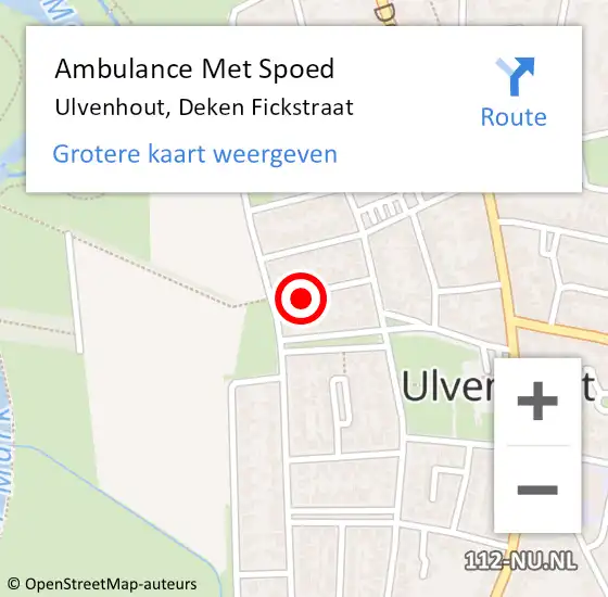 Locatie op kaart van de 112 melding: Ambulance Met Spoed Naar Ulvenhout, Deken Fickstraat op 14 maart 2017 00:13