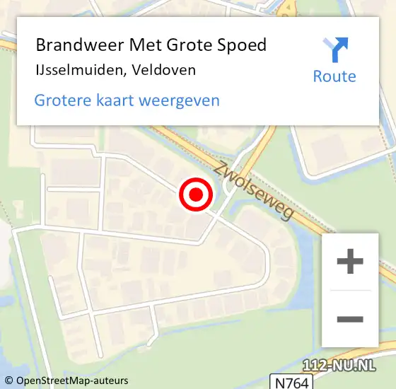 Locatie op kaart van de 112 melding: Brandweer Met Grote Spoed Naar IJsselmuiden, Veldoven op 14 maart 2017 06:46