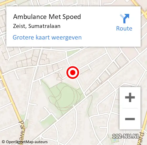 Locatie op kaart van de 112 melding: Ambulance Met Spoed Naar Zeist, Sumatralaan op 14 maart 2017 07:37