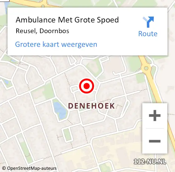 Locatie op kaart van de 112 melding: Ambulance Met Grote Spoed Naar Reusel, Doornbos op 14 maart 2017 09:29