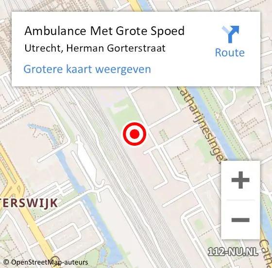 Locatie op kaart van de 112 melding: Ambulance Met Grote Spoed Naar Utrecht, Herman Gorterstraat op 14 maart 2017 11:19