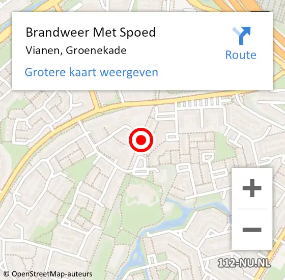 Locatie op kaart van de 112 melding: Brandweer Met Spoed Naar Vianen, Groenekade op 14 maart 2017 11:38