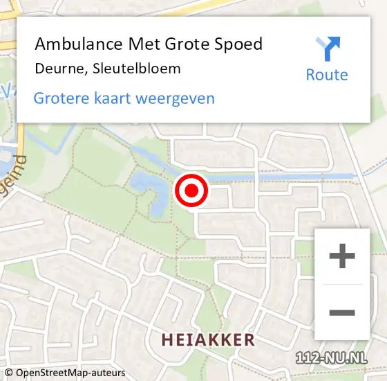 Locatie op kaart van de 112 melding: Ambulance Met Grote Spoed Naar Deurne, Sleutelbloem op 14 maart 2017 11:50