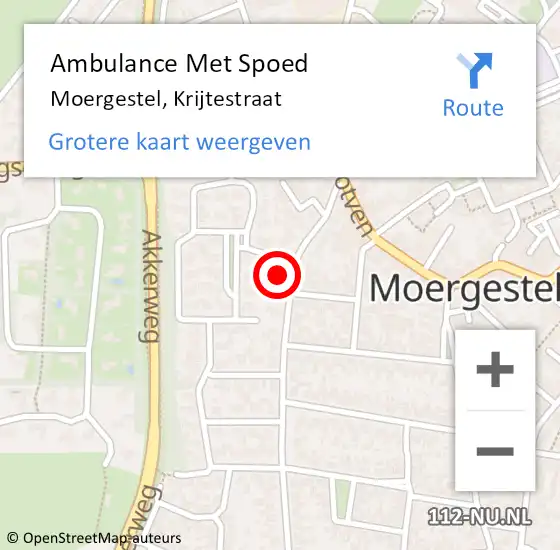 Locatie op kaart van de 112 melding: Ambulance Met Spoed Naar Moergestel, Krijtestraat op 14 maart 2017 11:51