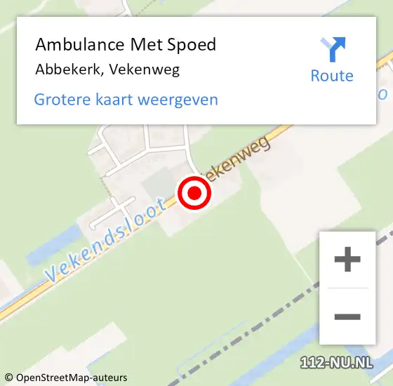 Locatie op kaart van de 112 melding: Ambulance Met Spoed Naar Abbekerk, Vekenweg op 13 januari 2014 22:09