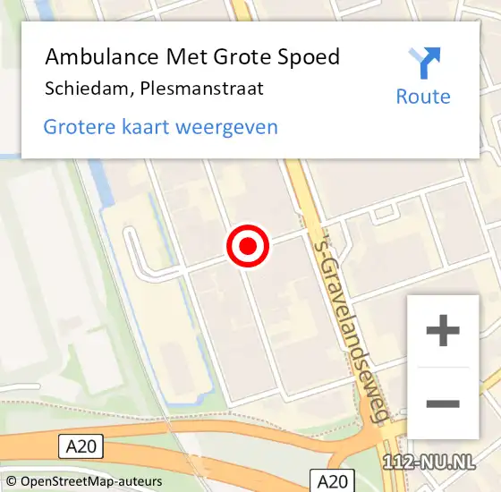 Locatie op kaart van de 112 melding: Ambulance Met Grote Spoed Naar Schiedam, Plesmanstraat op 14 maart 2017 12:50