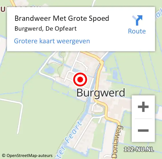 Locatie op kaart van de 112 melding: Brandweer Met Grote Spoed Naar Burgwerd, De Opfeart op 14 maart 2017 12:57