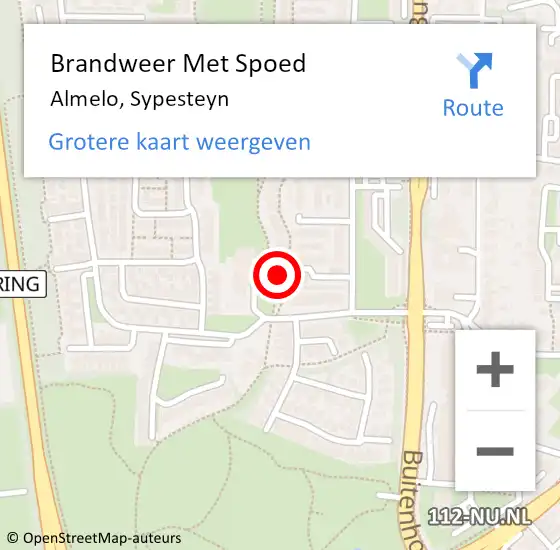 Locatie op kaart van de 112 melding: Brandweer Met Spoed Naar Almelo, Sypesteyn op 19 september 2013 10:09