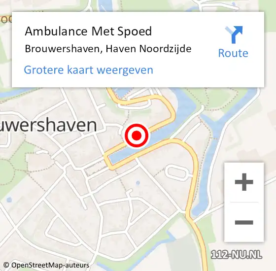 Locatie op kaart van de 112 melding: Ambulance Met Spoed Naar Brouwershaven, Haven Noordzijde op 14 maart 2017 14:10