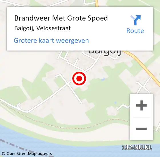 Locatie op kaart van de 112 melding: Brandweer Met Grote Spoed Naar Balgoij, Veldsestraat op 14 maart 2017 14:16