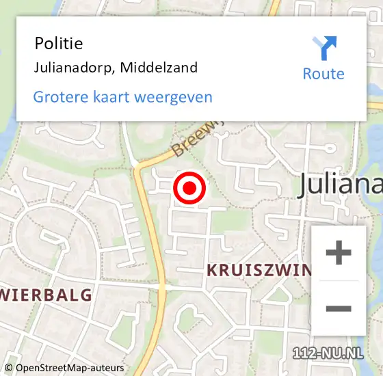 Locatie op kaart van de 112 melding: Politie Julianadorp, Middelzand op 14 maart 2017 15:33