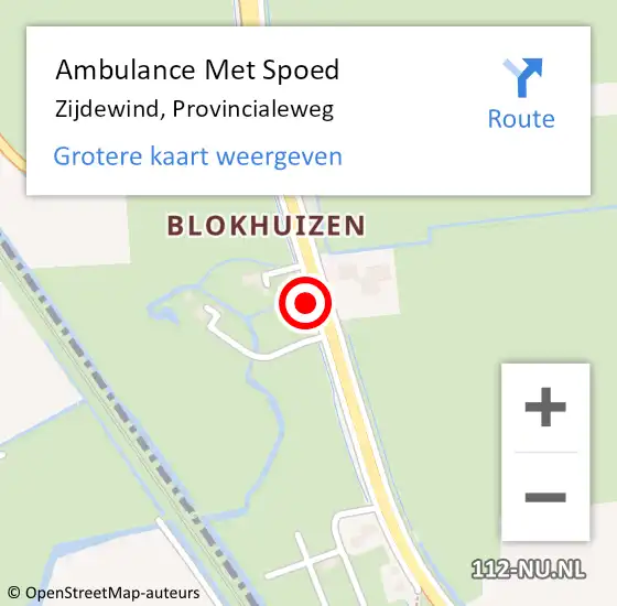 Locatie op kaart van de 112 melding: Ambulance Met Spoed Naar Zijdewind, Provincialeweg op 14 maart 2017 15:43