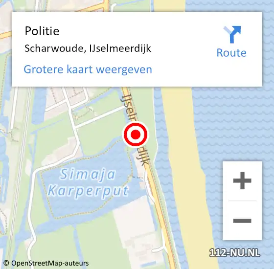 Locatie op kaart van de 112 melding: Politie Scharwoude, IJselmeerdijk op 14 maart 2017 15:57