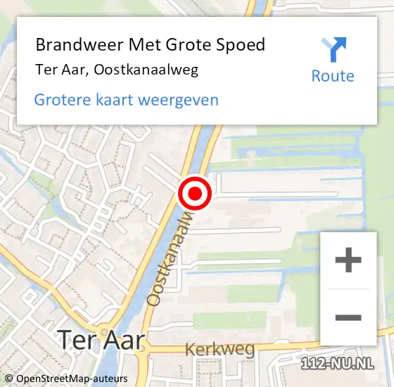 Locatie op kaart van de 112 melding: Brandweer Met Grote Spoed Naar Ter Aar, Oostkanaalweg op 14 maart 2017 16:53