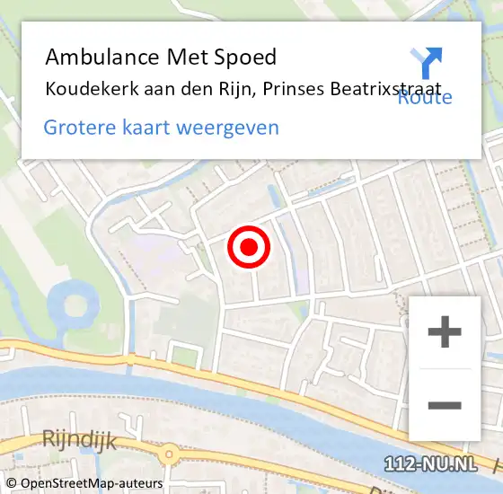 Locatie op kaart van de 112 melding: Ambulance Met Spoed Naar Koudekerk aan den Rijn, Prinses Beatrixstraat op 14 maart 2017 17:00