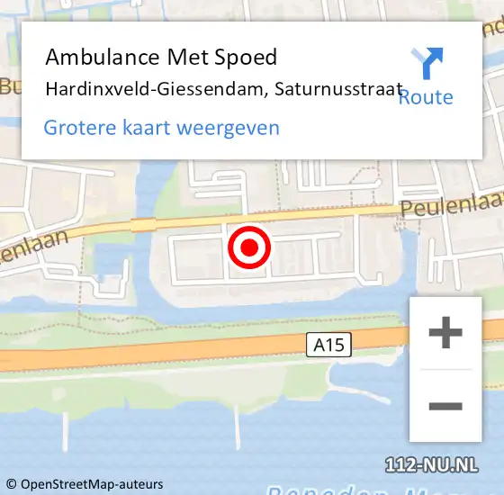 Locatie op kaart van de 112 melding: Ambulance Met Spoed Naar Hardinxveld-Giessendam, Saturnusstraat op 14 maart 2017 17:09