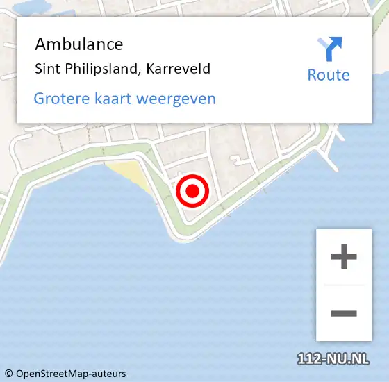 Locatie op kaart van de 112 melding: Ambulance Sint Philipsland, Karreveld op 14 maart 2017 17:23