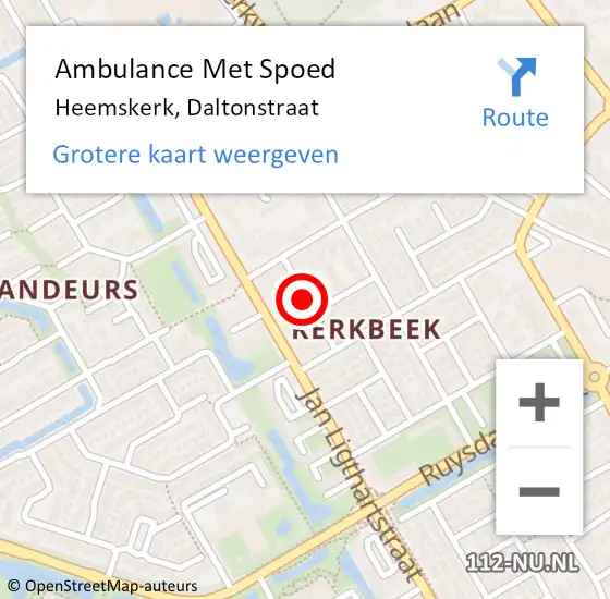 Locatie op kaart van de 112 melding: Ambulance Met Spoed Naar Heemskerk, Daltonstraat op 14 maart 2017 18:00