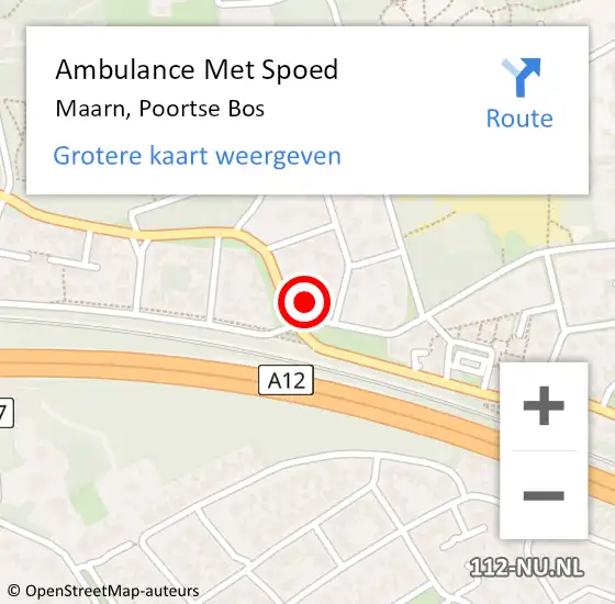 Locatie op kaart van de 112 melding: Ambulance Met Spoed Naar Maarn, Poortse Bos op 14 maart 2017 18:31