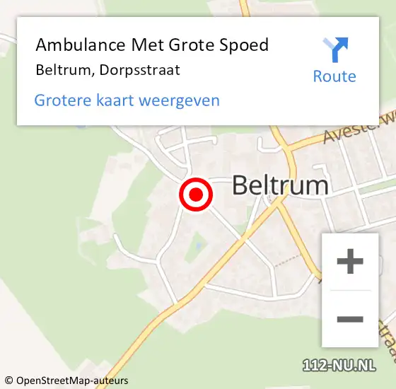 Locatie op kaart van de 112 melding: Ambulance Met Grote Spoed Naar Beltrum, Dorpsstraat op 14 maart 2017 20:15