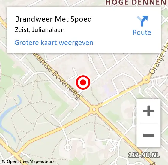 Locatie op kaart van de 112 melding: Brandweer Met Spoed Naar Zeist, Julianalaan op 14 maart 2017 21:36