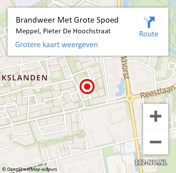 Locatie op kaart van de 112 melding: Brandweer Met Grote Spoed Naar Meppel, Pieter De Hoochstraat op 14 maart 2017 23:54