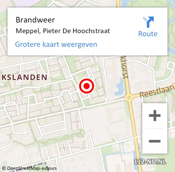 Locatie op kaart van de 112 melding: Brandweer Meppel, Pieter De Hoochstraat op 14 maart 2017 23:55