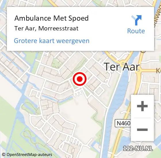 Locatie op kaart van de 112 melding: Ambulance Met Spoed Naar Ter Aar, Morreesstraat op 15 maart 2017 00:28