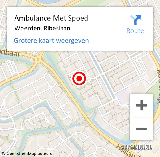 Locatie op kaart van de 112 melding: Ambulance Met Spoed Naar Woerden, Ribeslaan op 13 januari 2014 23:57