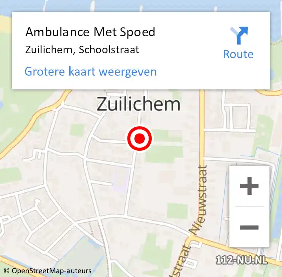 Locatie op kaart van de 112 melding: Ambulance Met Spoed Naar Zuilichem, Schoolstraat op 15 maart 2017 00:53