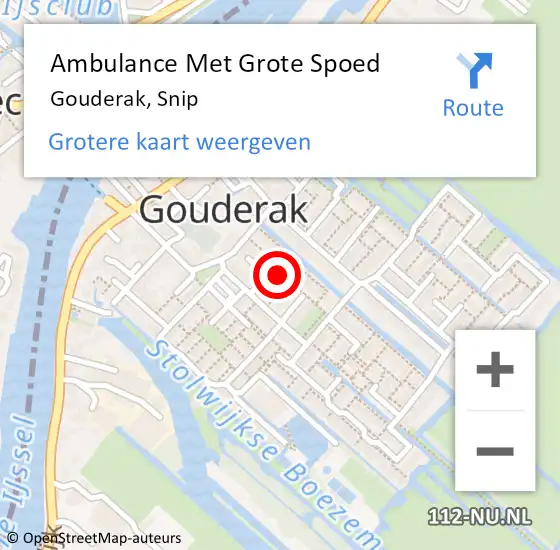 Locatie op kaart van de 112 melding: Ambulance Met Grote Spoed Naar Gouderak, Snip op 15 maart 2017 01:40