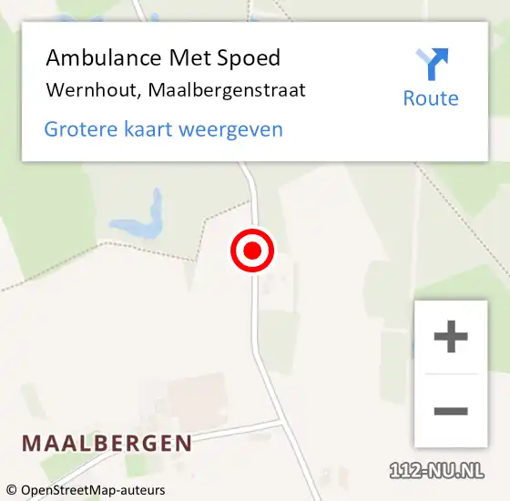 Locatie op kaart van de 112 melding: Ambulance Met Spoed Naar Wernhout, Maalbergenstraat op 15 maart 2017 02:05