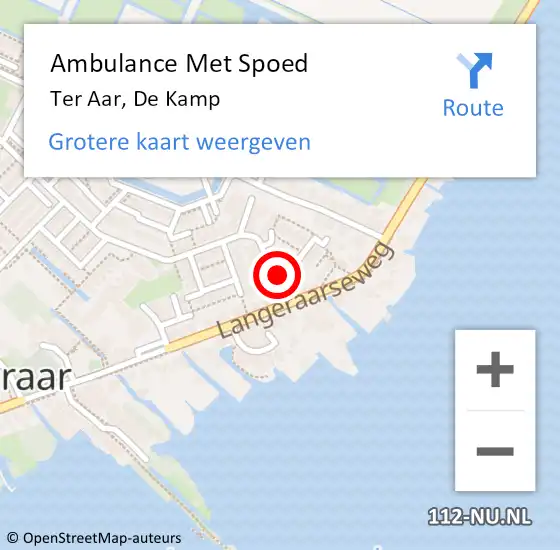 Locatie op kaart van de 112 melding: Ambulance Met Spoed Naar Ter Aar, De Kamp op 15 maart 2017 02:05