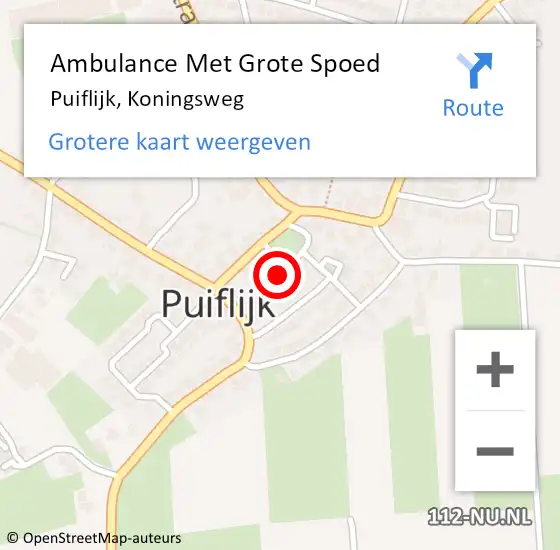 Locatie op kaart van de 112 melding: Ambulance Met Grote Spoed Naar Puiflijk, Koningsweg op 15 maart 2017 02:30