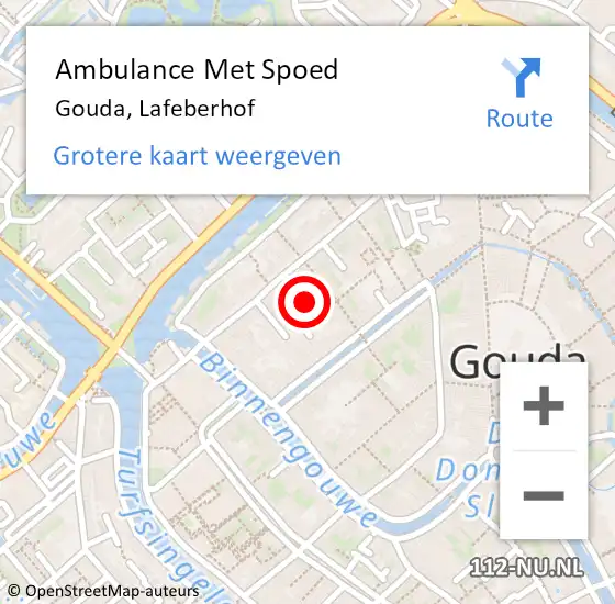 Locatie op kaart van de 112 melding: Ambulance Met Spoed Naar Gouda, Lafeberhof op 15 maart 2017 03:19